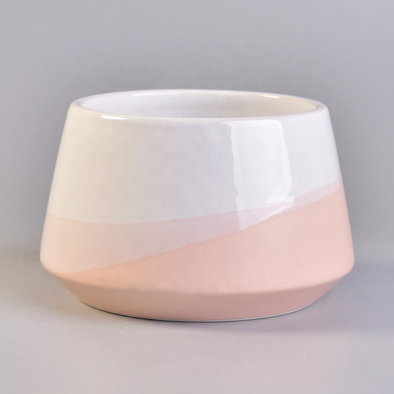Bulk home decor glazed custom candle ceramic containers with wood lid