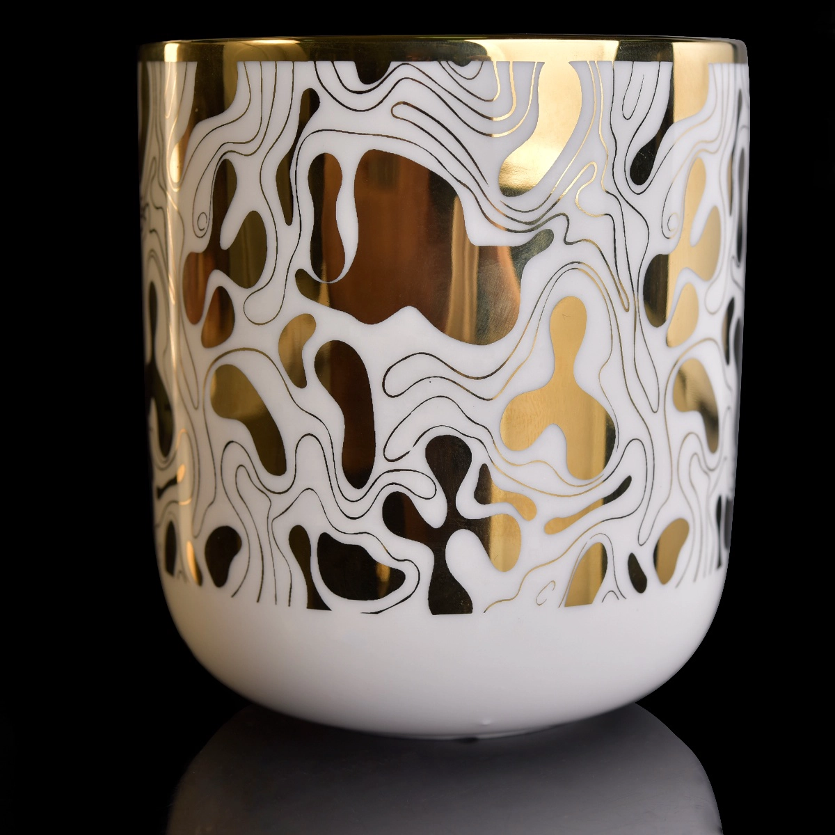 10oz 20oz Home decorating plated table gold candle ceramic holders