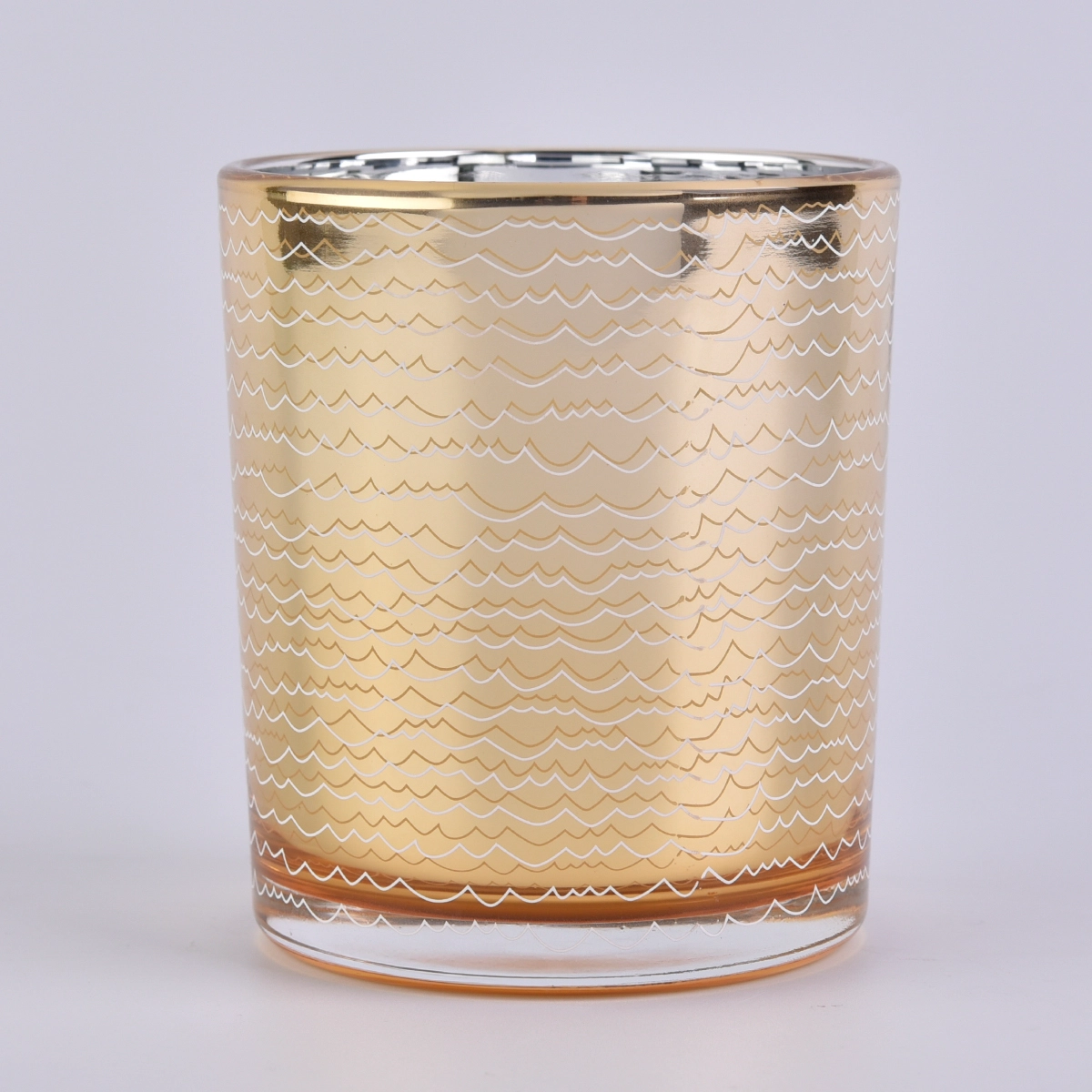 Wholesale luxury custom empty gold glass candle holder with printing