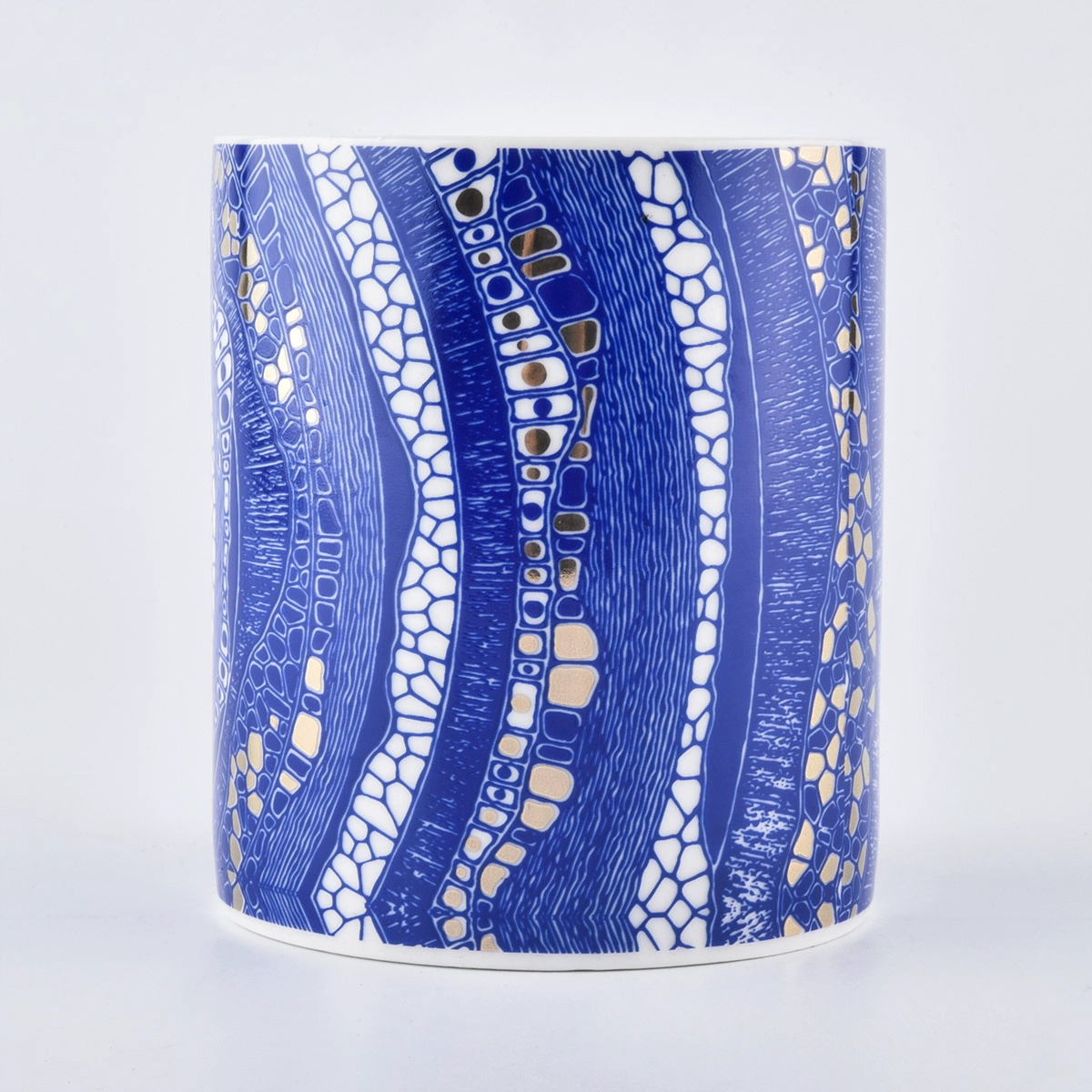 Wholesales empty decorative cylinder blue ceramic candle holders 10 oz 12 oz