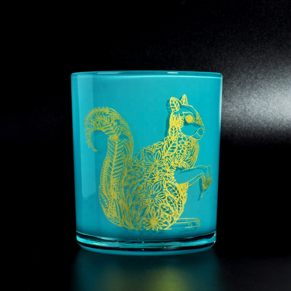 6oz ODM home decoration blue tealight glass jar candle