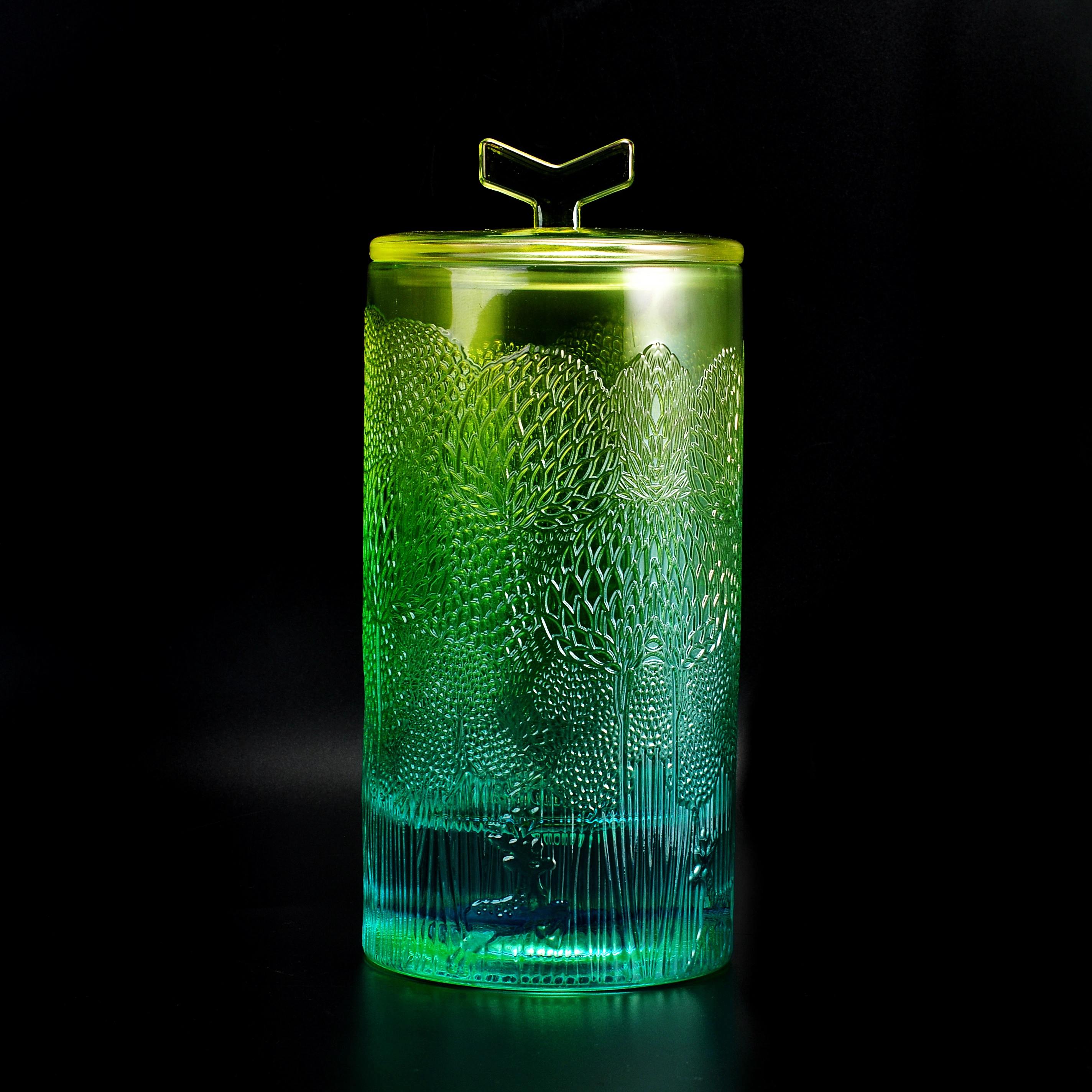 8oz 10oz 12oz Sunny Custom high iridescent colored glass candle jar with lid