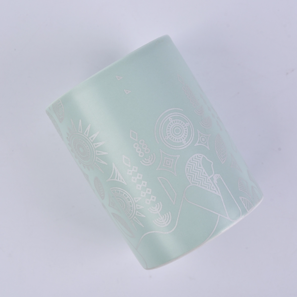 Custom logo matte ceramic candle jar