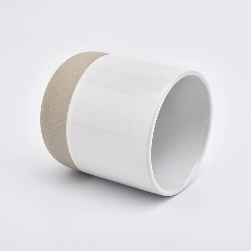 White ceramic candle jar with natural bottom for candle making