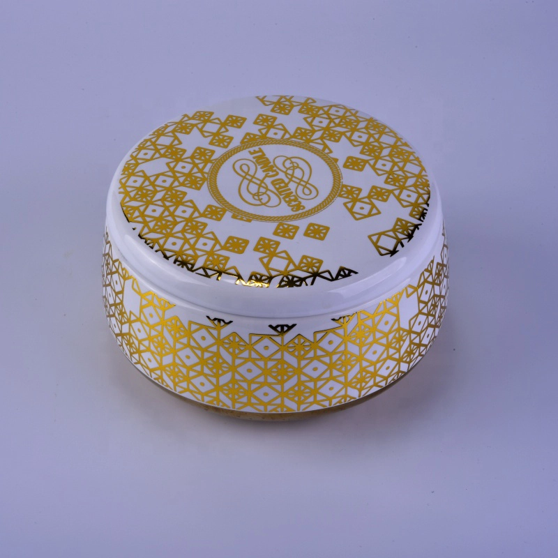 6oz 8oz 10oz Modern foiling scented candle ceramic tin with lid