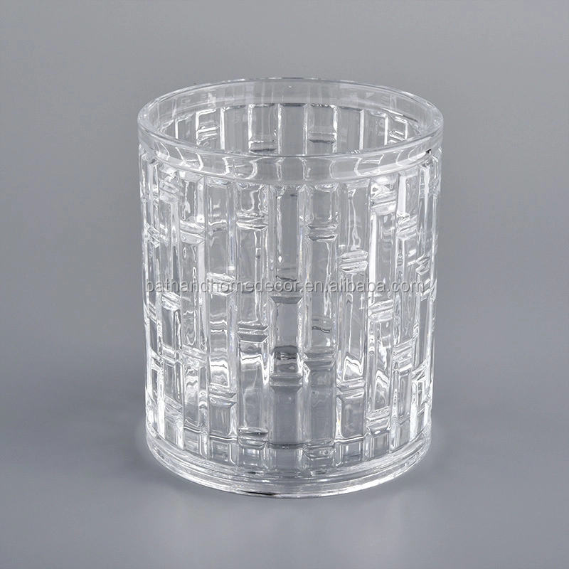 Luxury Cylinder Embossed Glass Candle Jar
