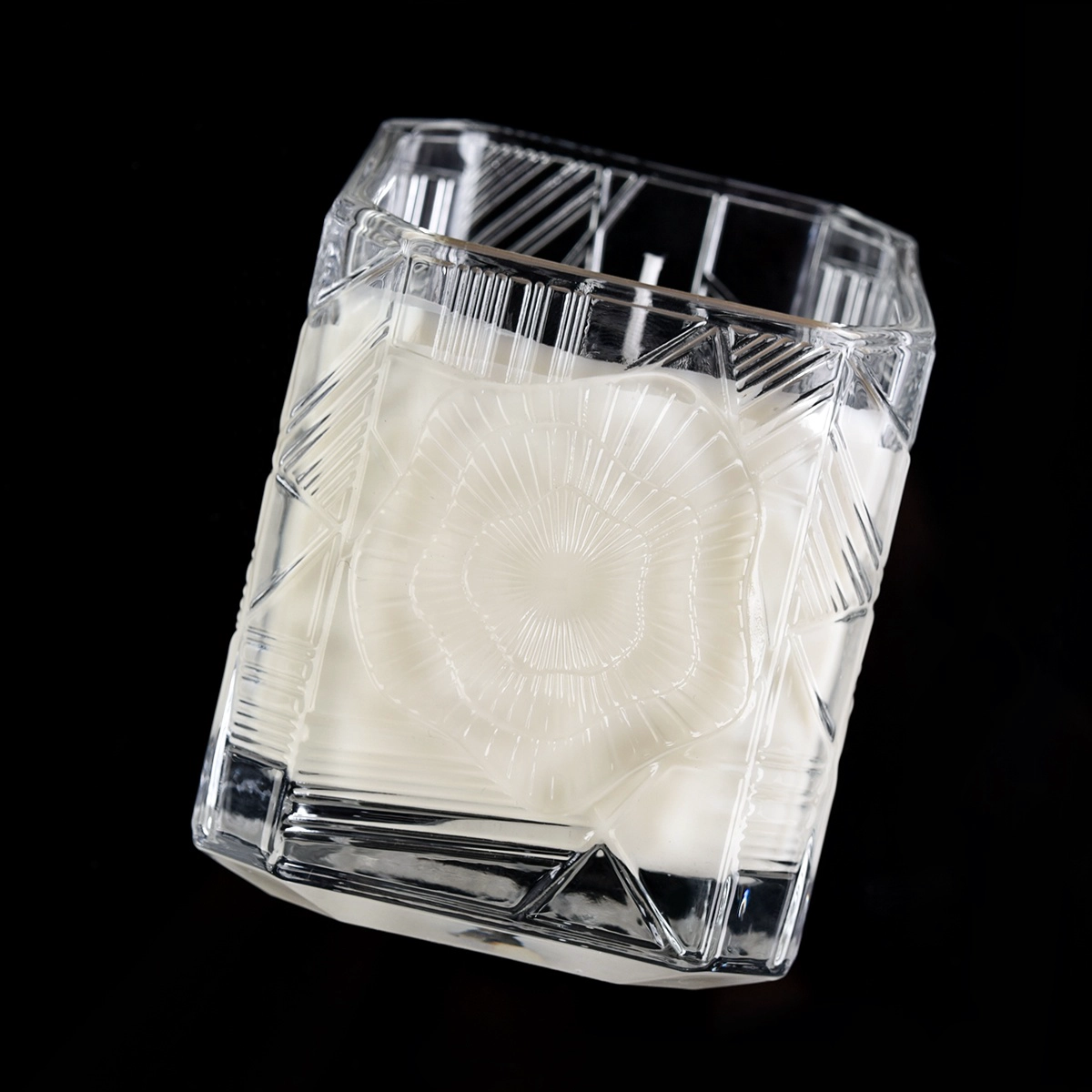 Suppliers clear crystal Trapezoid glass empty candle jars in bulk