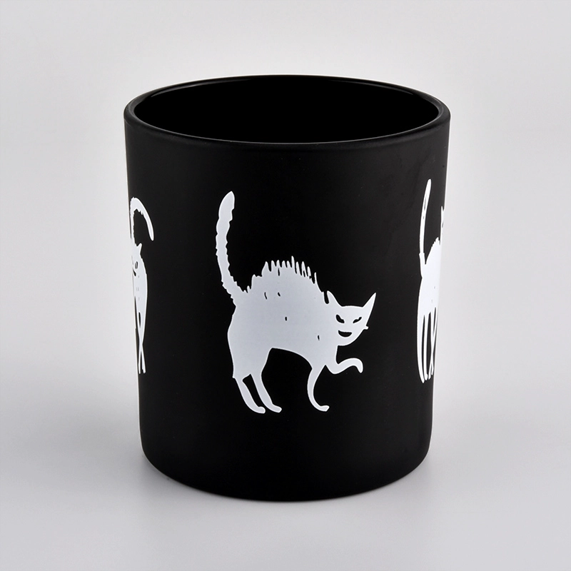 Matte Black Glass Candle Holder
