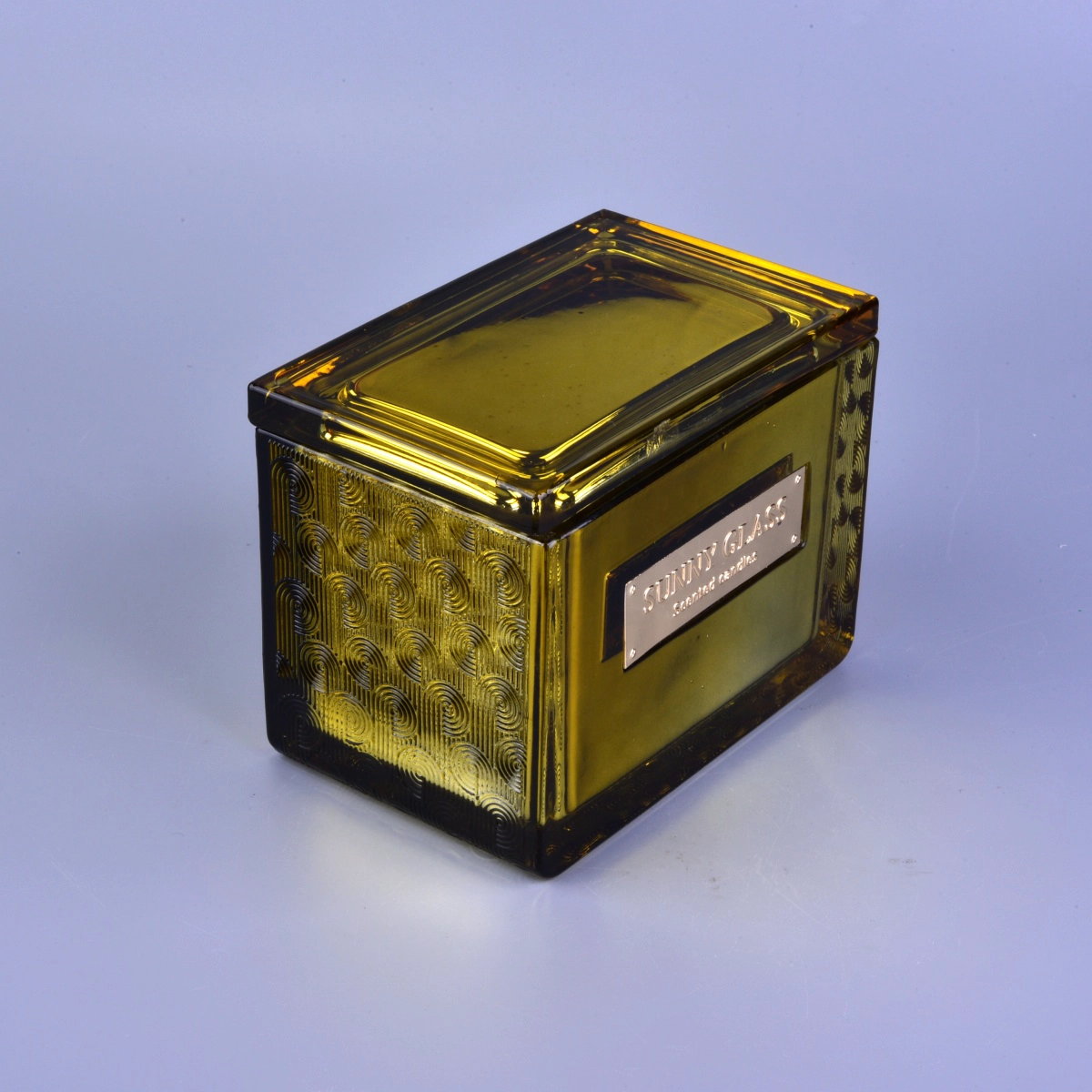 10oz Wholesales custom gold square scented glass candle holders with lid