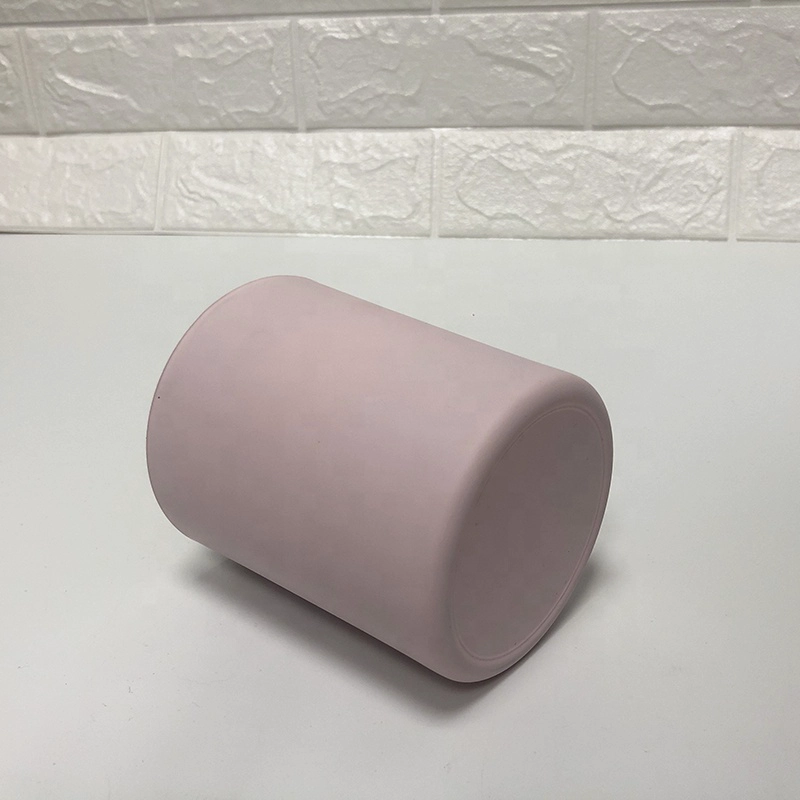 8oz 10oz Matte Pink Glass Candle Holders With Gold Plating Inside