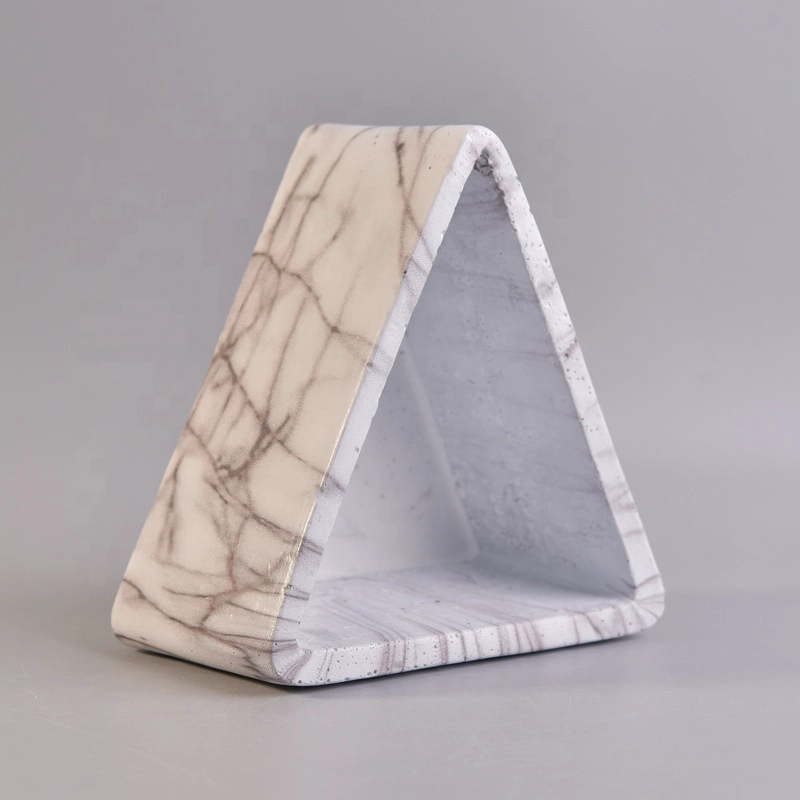 400ml Custom triangle grey cement Candle holder home decor