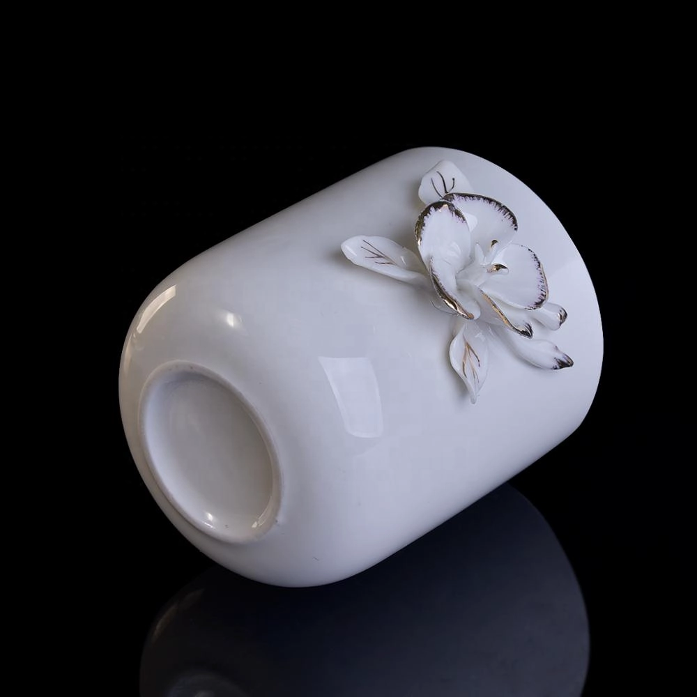 Wholesales glazed white candle holder ceramic home decor 10oz