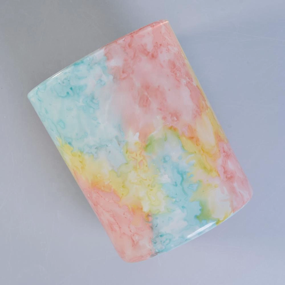Wholesales custom empty marble rainbow ceramic candle holder