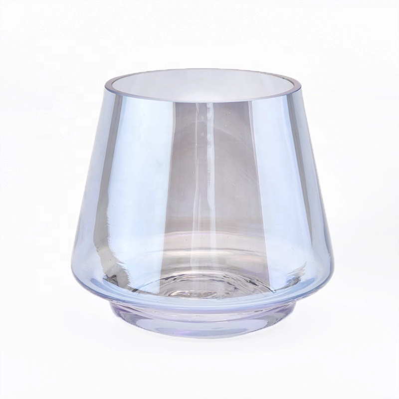 Home decoration empty iridescent glass candle jars wholesale