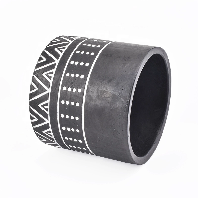 800ml Custom cylinder black Concrete Candle jar