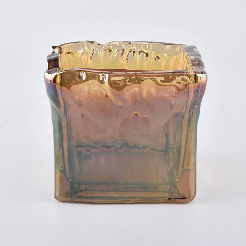 Wholesales luxury square crystal glass candle jar 8oz 10oz 12oz
