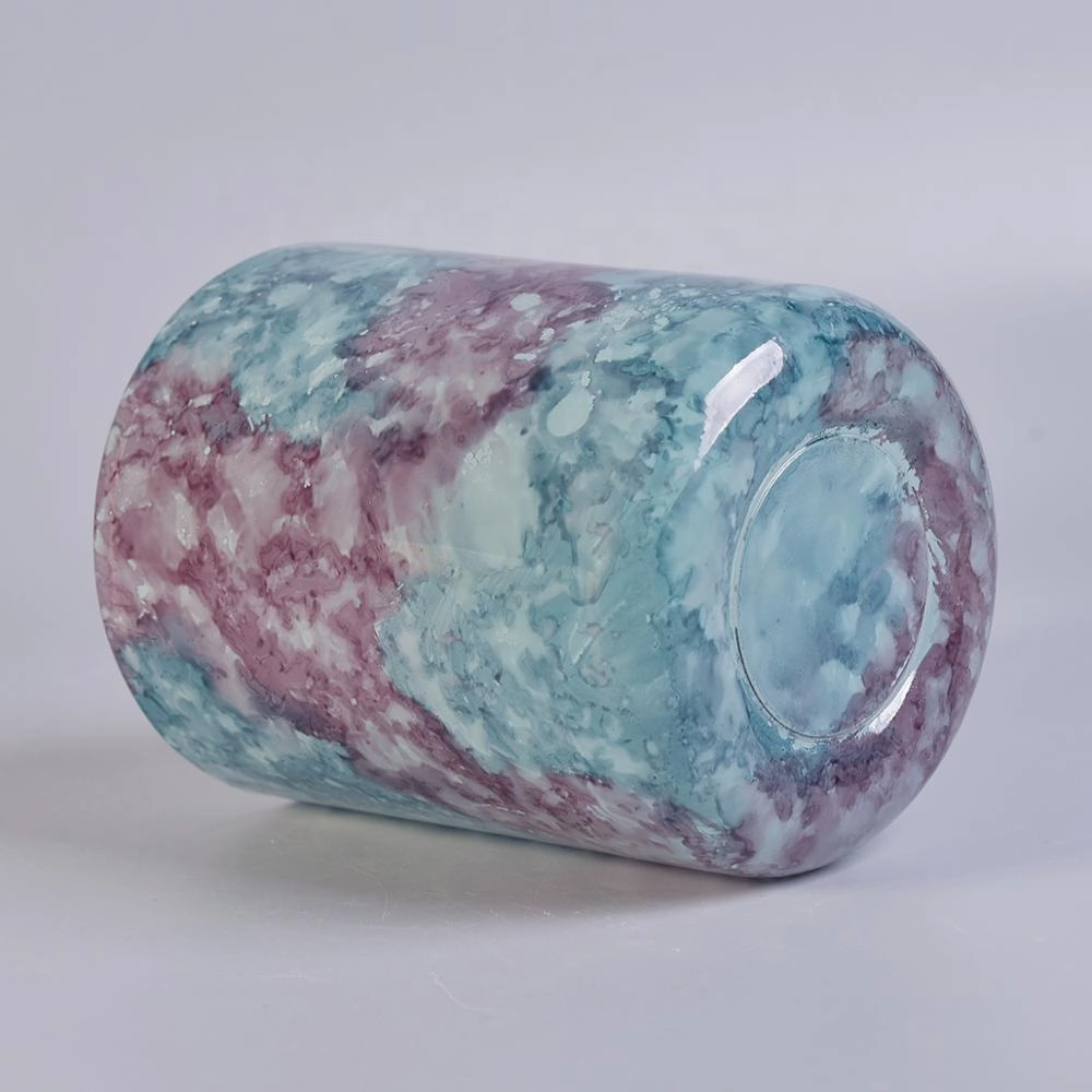 Wholesales custom empty marble ceramic candle jars container
