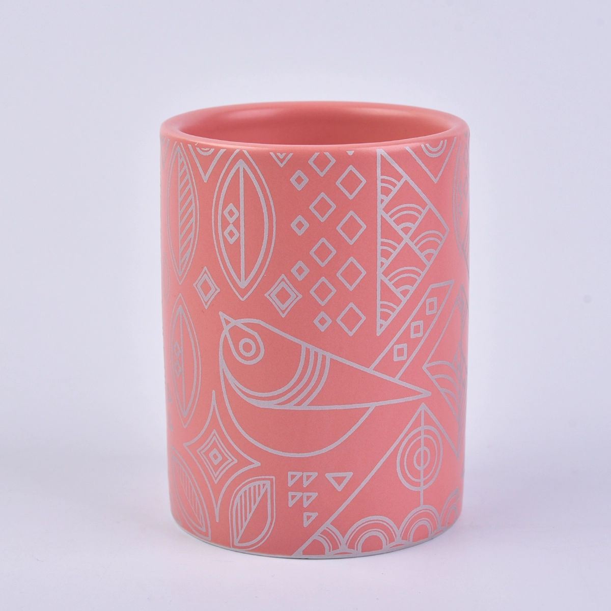 Matte pink ceramic candle jars