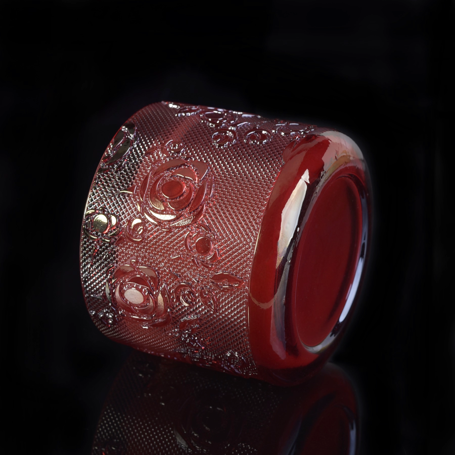 Romatic Red Rose Glass Candle Jar For Home Wedding Decoration