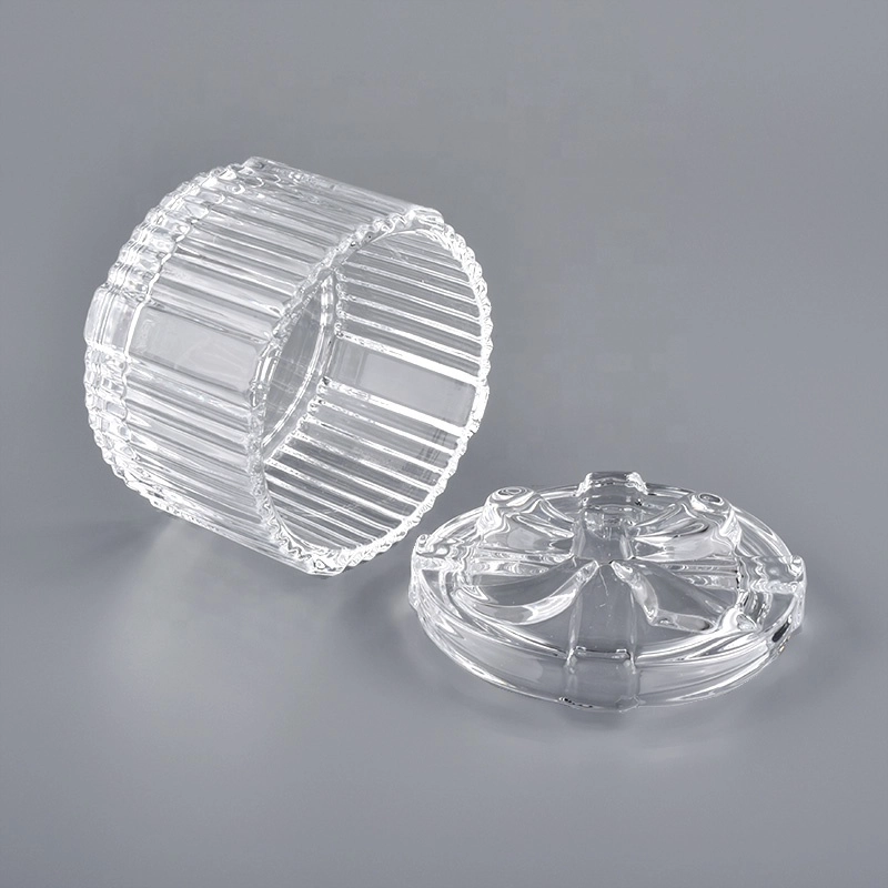150ml Embossed Crystal Glass Candle Jar With Luxury Lids for candle making wholesale