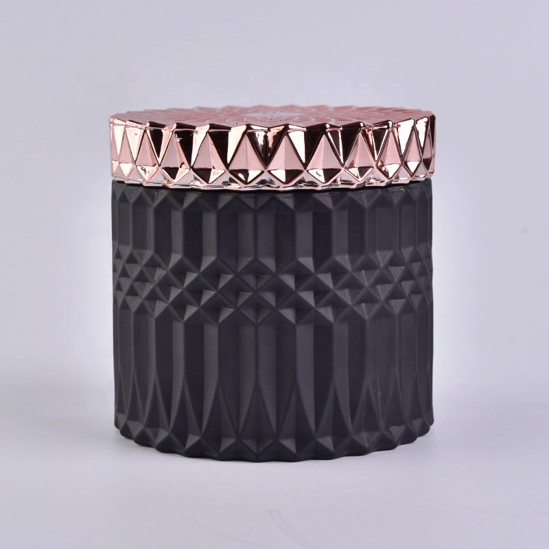 wedding Black Glass Candle Jar With Lids