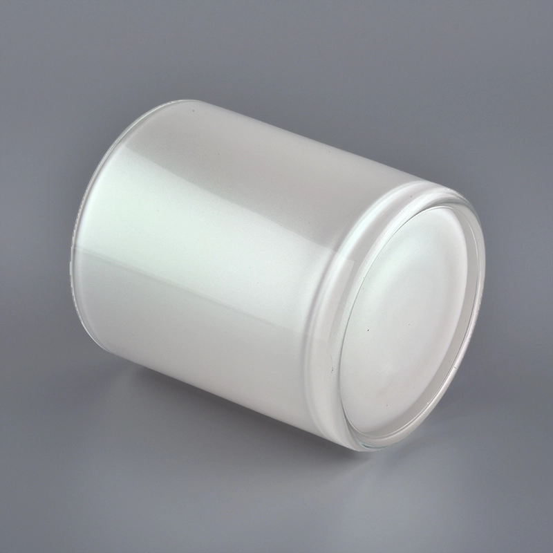 glossy white glass candle jar for making