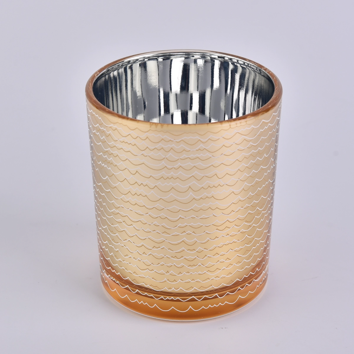 Wholesale luxury custom empty gold glass candle holder with printing