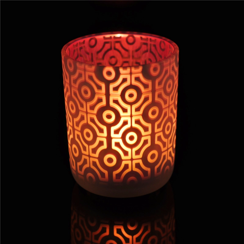 Custom Pattern Frosted Glass Candle Jars Hot Sale