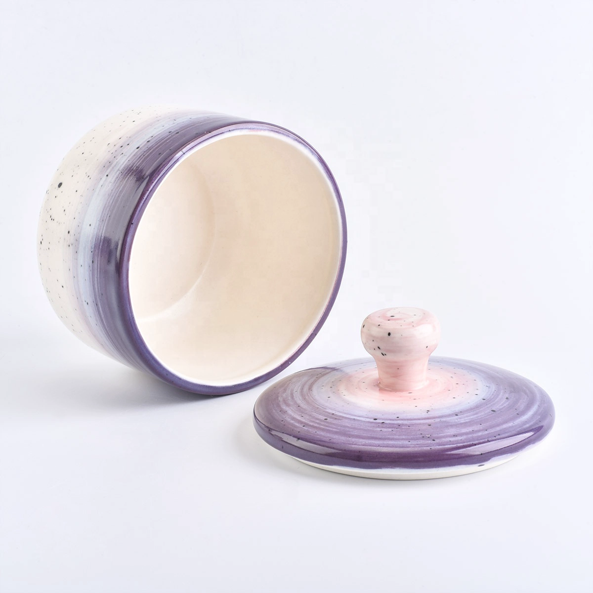 In bulk empty ceramic candle jar candle holder with lids