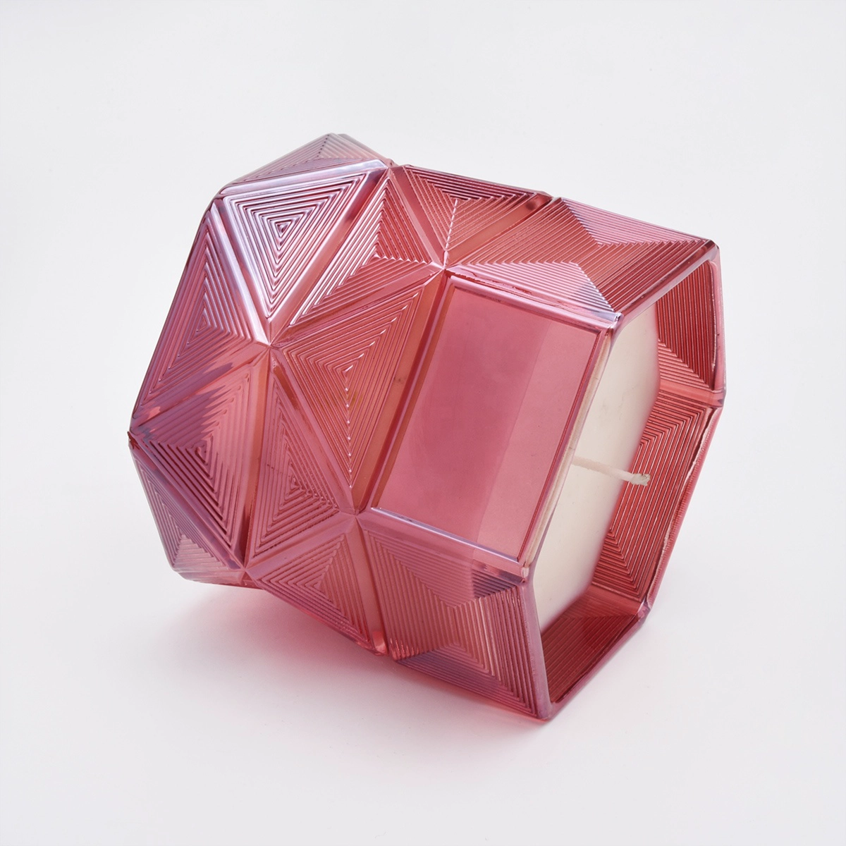 Wholesales christmas Custom Hexagon candle glass holder 10oz 20oz