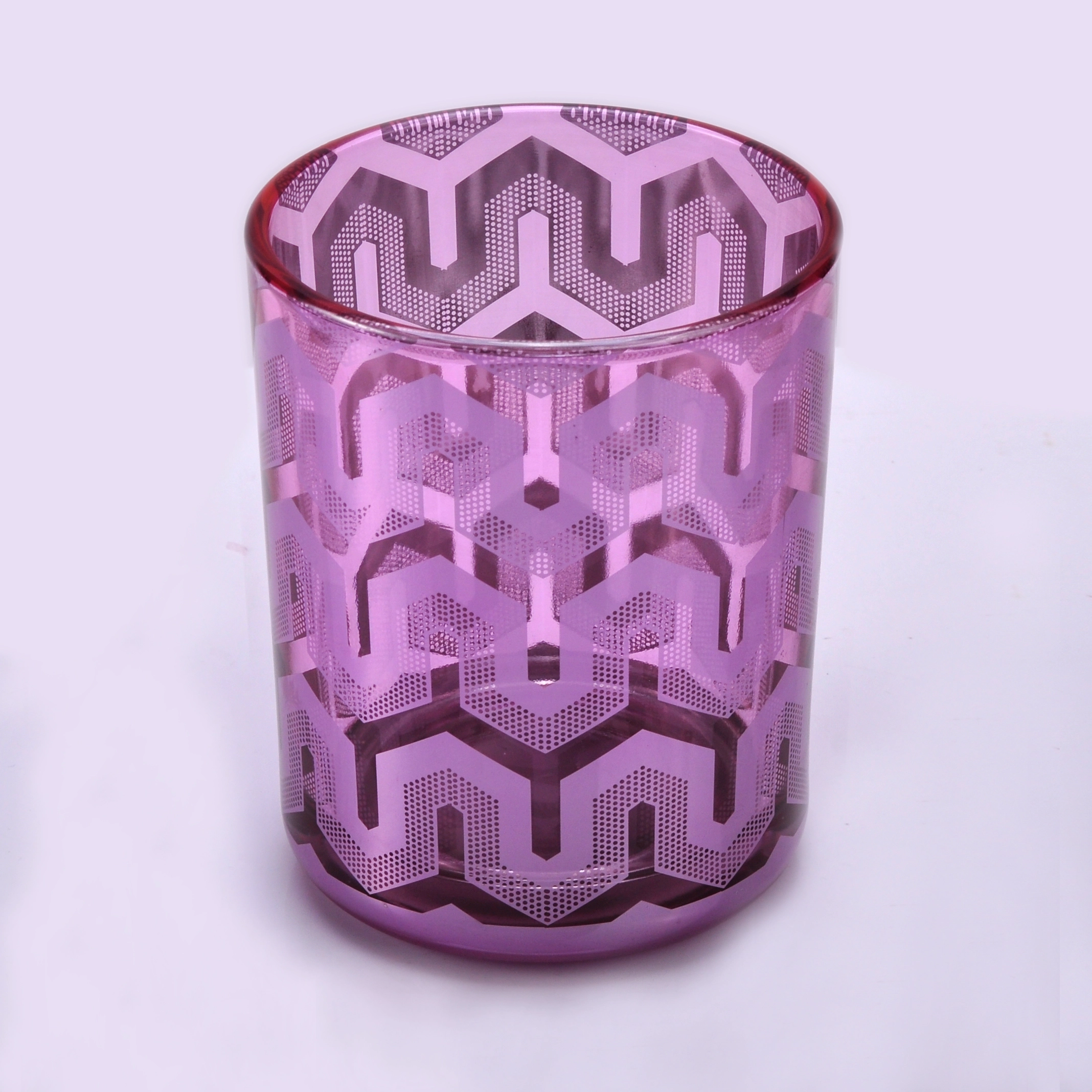 Luxury empty glass candle jar with laser engraved pattern for candle making