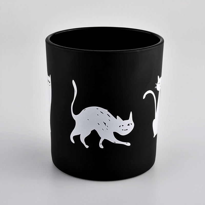 Matte Black Glass Candle Holder