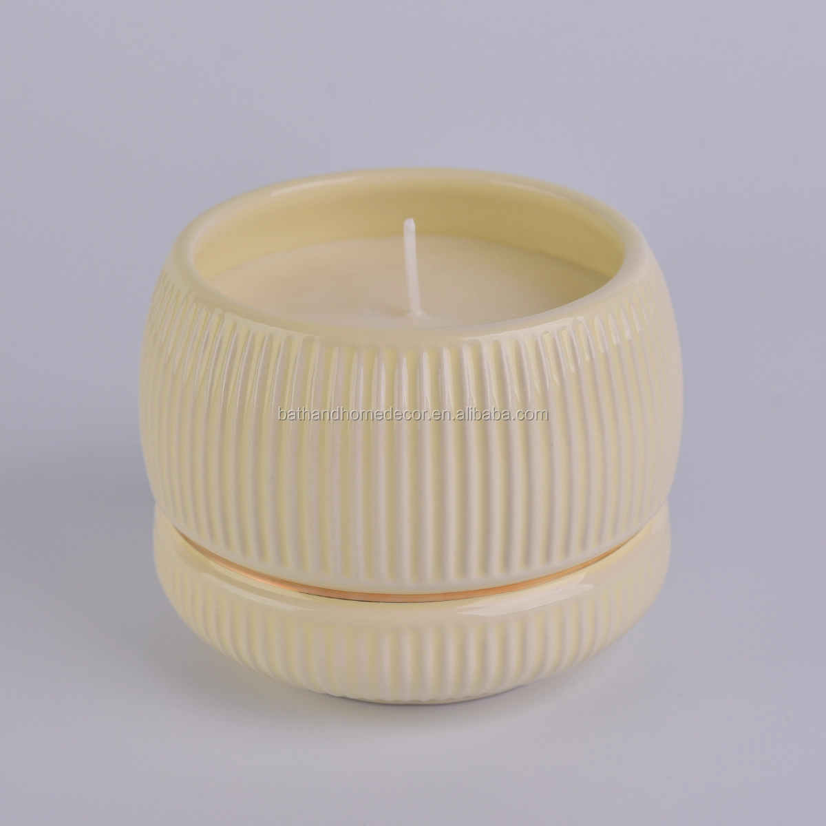 Hot Sale Custom Striped Ceramic Candle Vessels