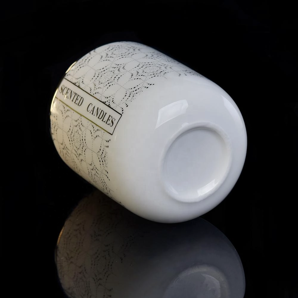 Wholesales custom white candle holder ceramic with wood lid