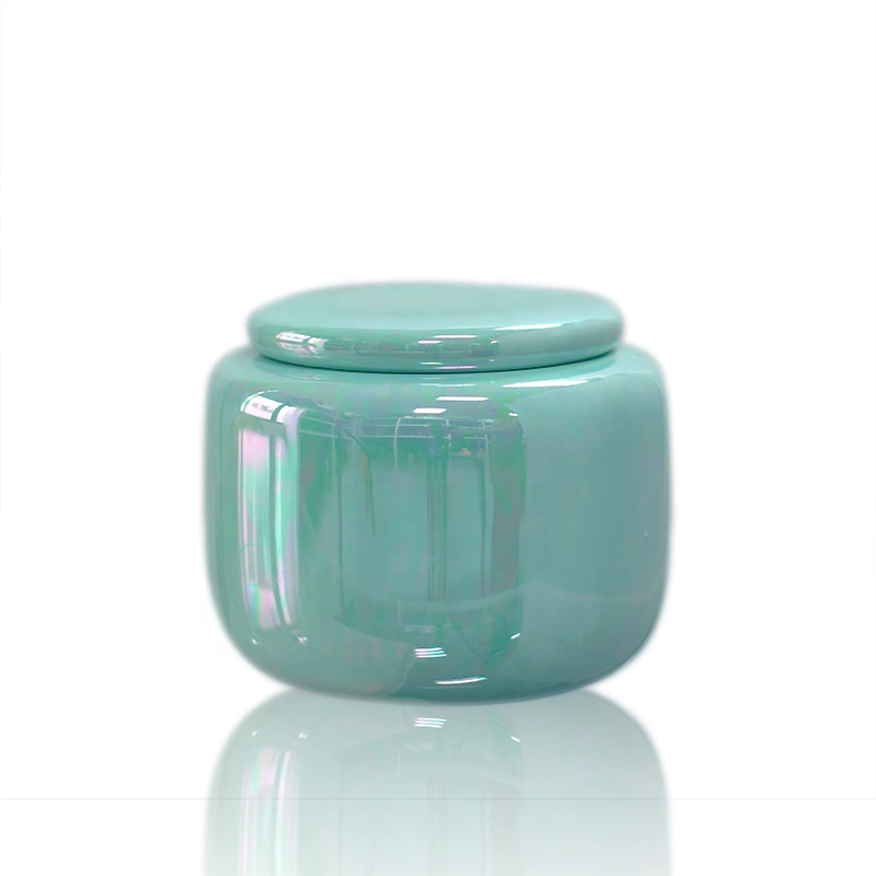 Wholesales iridescent bulk tealight ceramic candle holders with lid