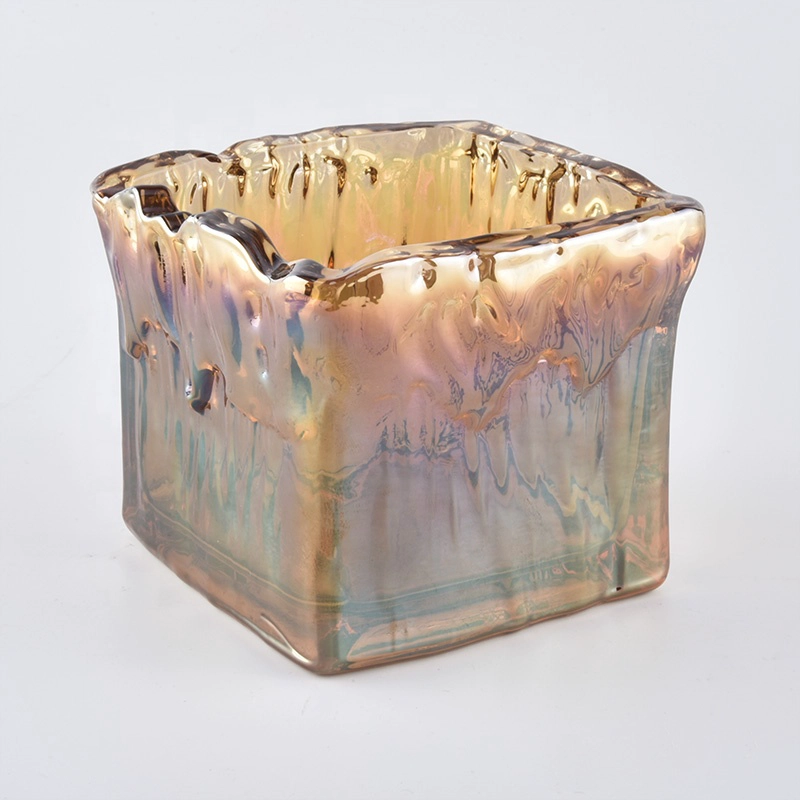 Wholesales luxury square crystal glass candle jar 8oz 10oz 12oz