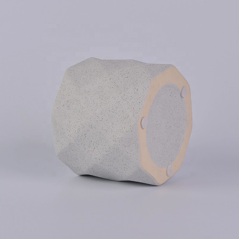 Gray Embossed Ceramic Candle Holders