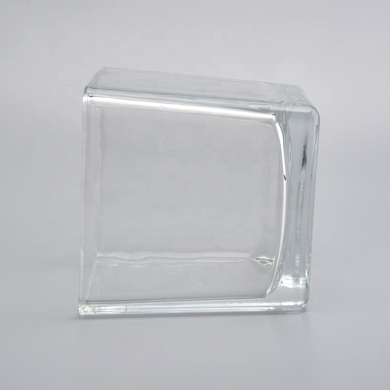 8 oz 10 oz Wholesale clear custom square candle glass jar for candles