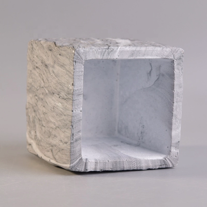 10oz Wholesales Custom square grey Concrete Candle holder