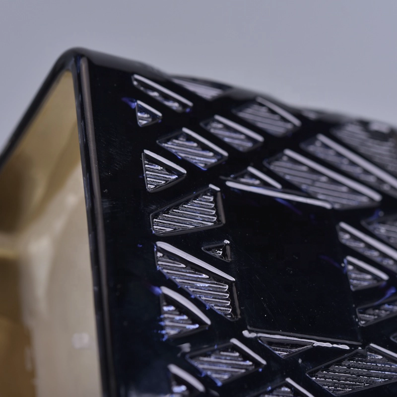 6oz,8oz,10oz,12oz,14oz Custom scented square black glass candle jars