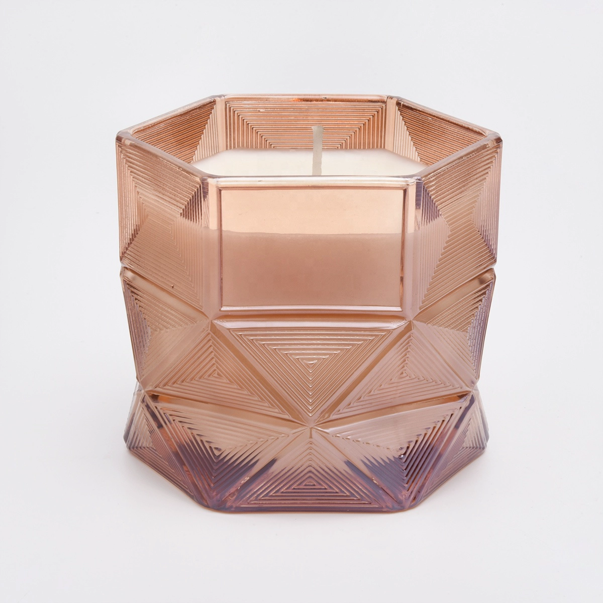 Luxury amber Hexagon decorative candle glass holder container