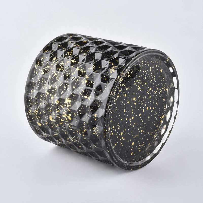 Luxury Black Geo Cut Glass Candle Jar With Lids