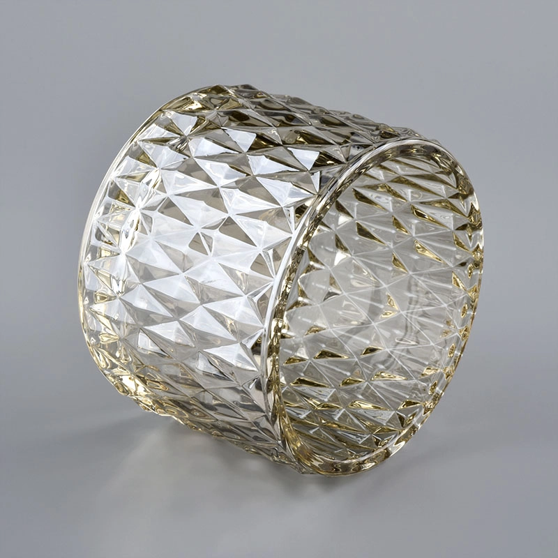 Diamond Cut Candle Container With Glass Lid