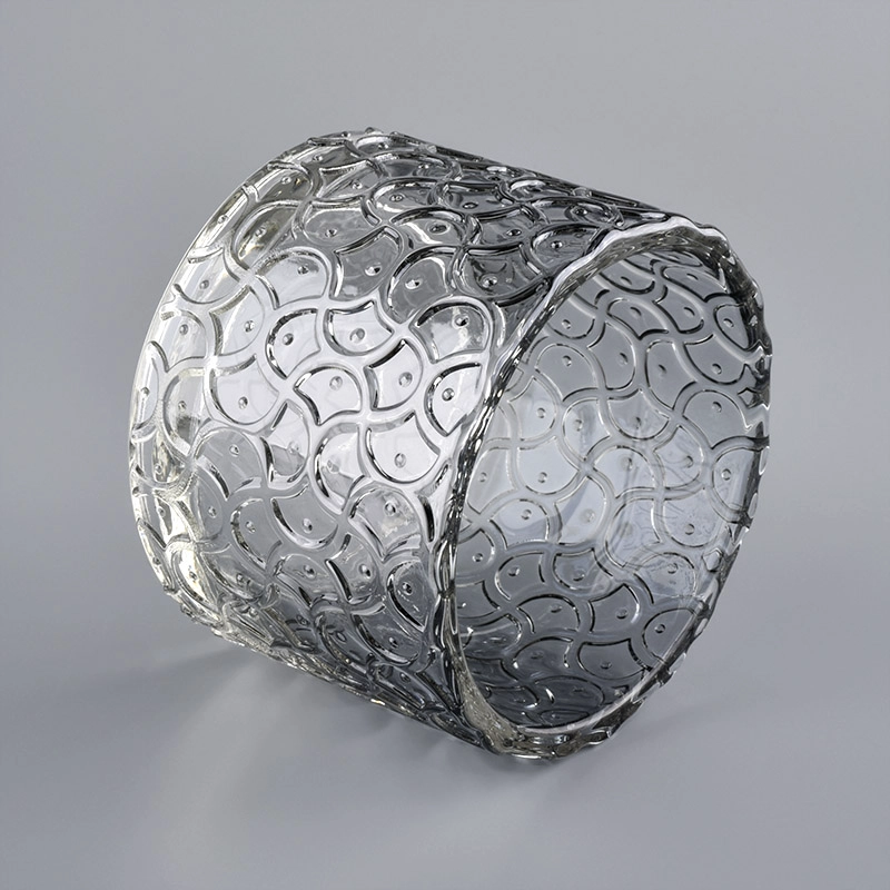 250ml Embossed Glass Candle Jar With Lids