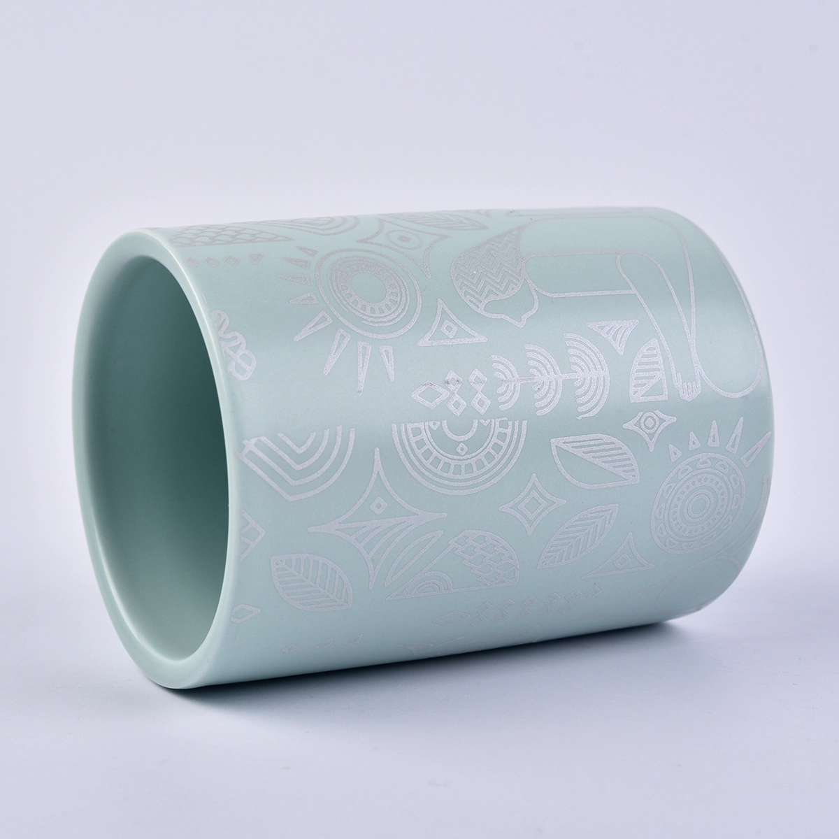 Custom logo matte ceramic candle jar