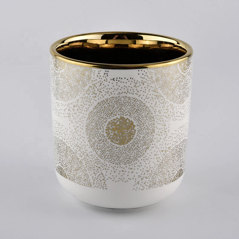 Gold Plating and White Ceramic Candle holder For Christmas