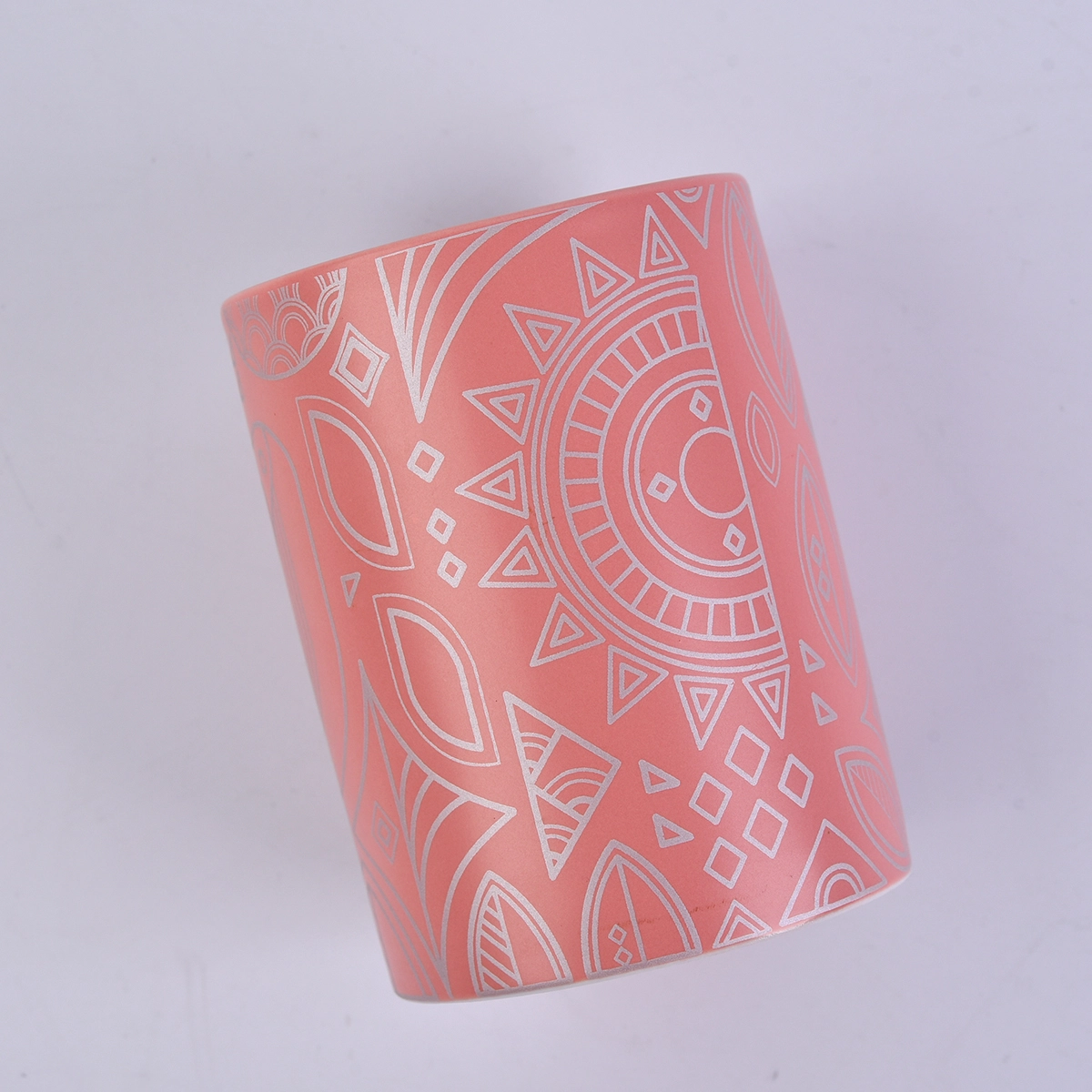 Matte pink ceramic candle jars