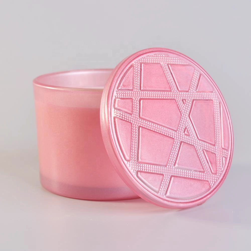 10oz 20oz Wholesales luxury pink candle glass vessel with lid