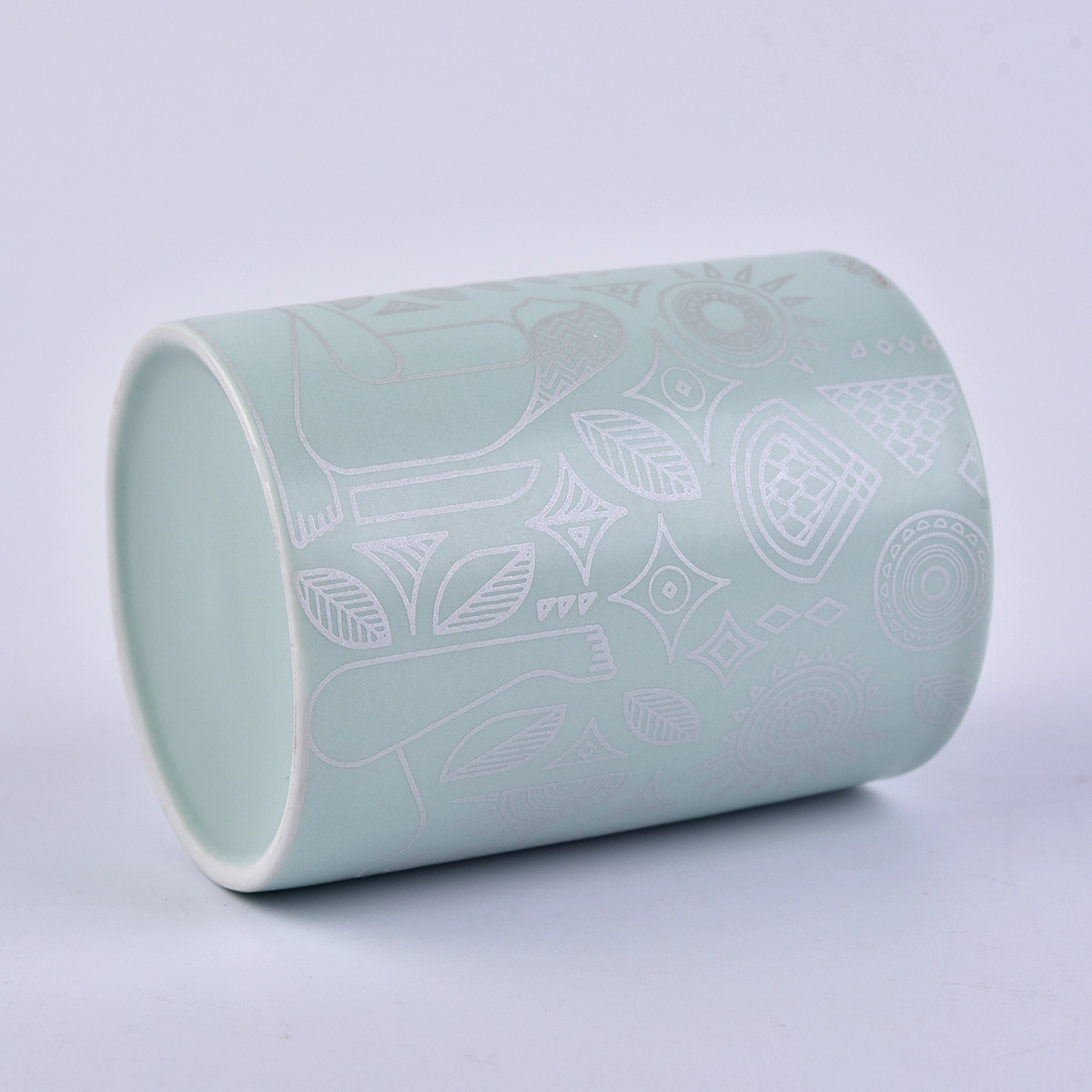 Custom logo matte ceramic candle jar