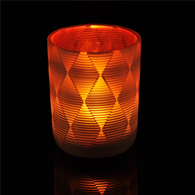 Custom Pattern Frosted Glass Candle Jars Hot Sale